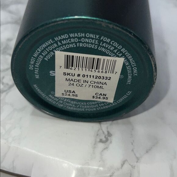 STARBUCKS 2020 Double Wall Stainless Steel Dark Green 24 oz Cold Cup - Picture 5 of 7